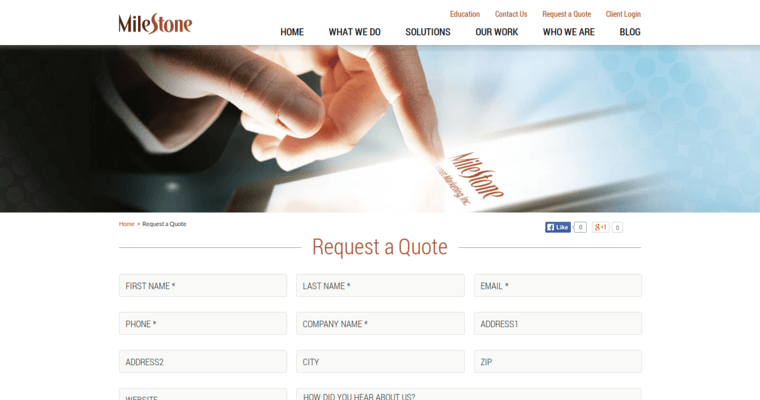 Quote page of #1 Top Hotel SEO Company: Milestone