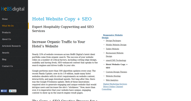 Websites page of #4 Best Hotel SEO Company: HeBS Digital