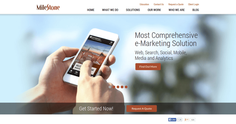 Home page of #1 Leading Hotel SEO Company: Milestone