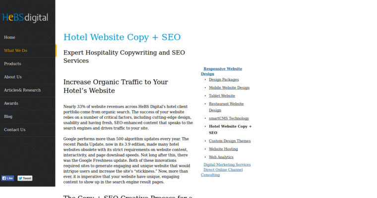 Websites page of #4 Best Hotel SEO Agency: HeBS Digital