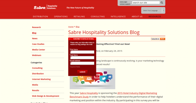 Blog page of #3 Best Hotel SEO Business: Sabre Hospitality