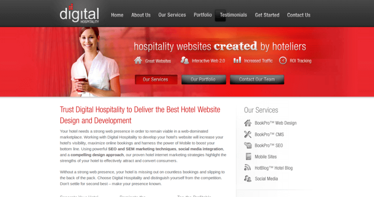 Home page of #4 Top Hotel SEO Business: Digital Hospitality