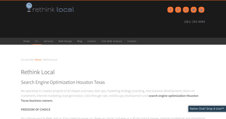 About page of #10 Top Houston SEO Firm: Rethink Local