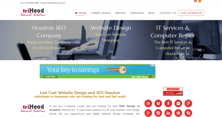 Home page of #4 Leading Houston SEO Company: triHead