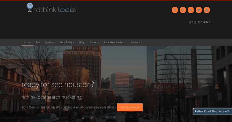 Home page of #10 Leading Houston SEO Business: Rethink Local
