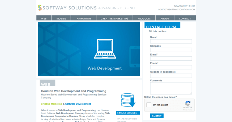 Development page of #7 Leading Houston SEO Firm: Softway Solutions