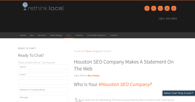 Blog page of #10 Leading Houston SEO Agency: Rethink Local
