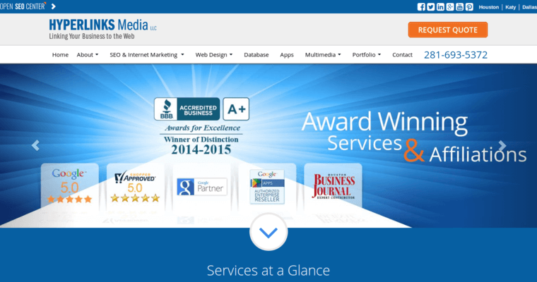 Home page of #2 Best Houston SEO Company: Hyperlinks Media