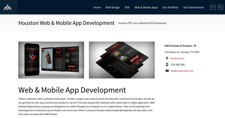 Development page of #5 Top Houston SEO Business: IOM Partners