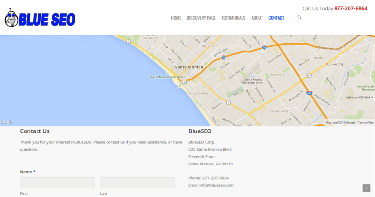 Contact page of #6 Leading LA SEO Company: BlueSEO