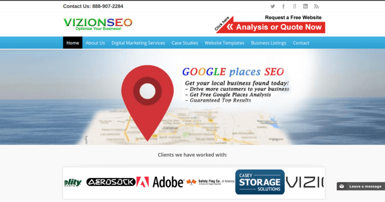 Home page of #7 Top LA SEO Business: Vizion