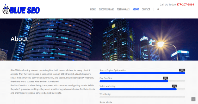 About page of #6 Leading LA SEO Company: BlueSEO