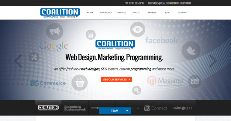 Home page of #8 Best LA SEO Business: Coalition Technologies
