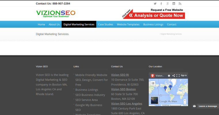 Service page of #6 Leading Los Angeles SEO Agency: Vizion