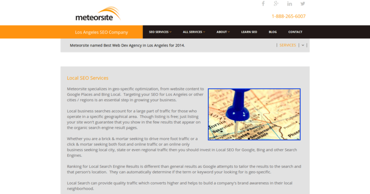 Service page of #9 Best Los Angeles SEO Company: Meteorsite
