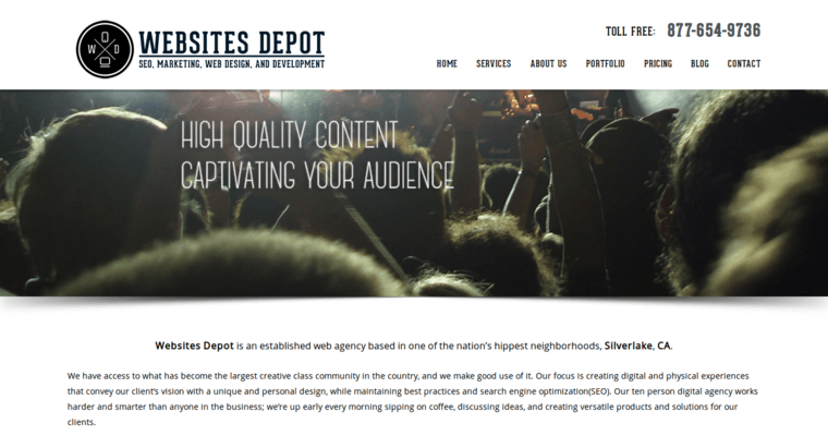 Home page of #3 Leading LA SEO Company: Websites Depot