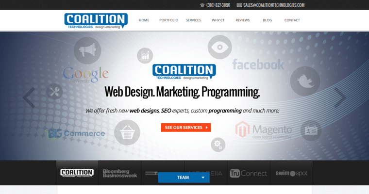 Home page of #8 Best LA SEO Firm: Coalition Technologies