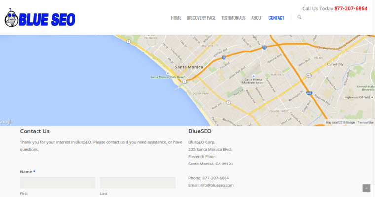 Contact page of #6 Best Los Angeles SEO Firm: BlueSEO