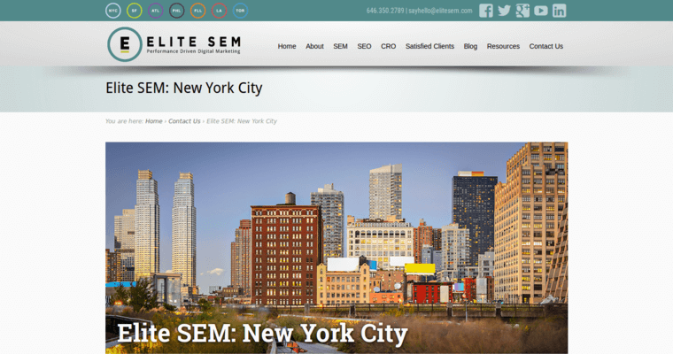 Contact page of #5 Best Los Angeles SEO Business: Elite SEM