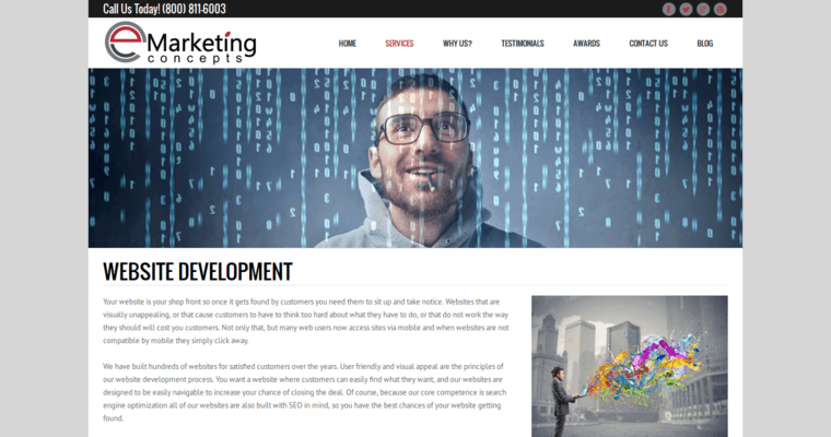 Development page of #10 Best LA SEO Business: eMarketing Concepts