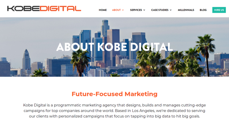 About page of #7 Best Los Angeles SEO Business: Kobe Digital