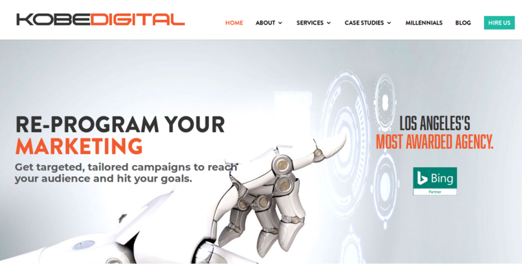 Home page of #7 Best Los Angeles SEO Agency: Kobe Digital