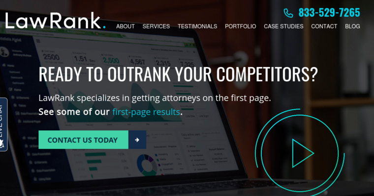 Home page of #2 Top LA SEO Business: Law Rank