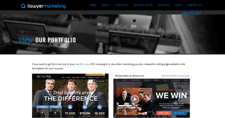 Folio page of #8 Top Law Firm SEO Firm: iLawyer Marketing