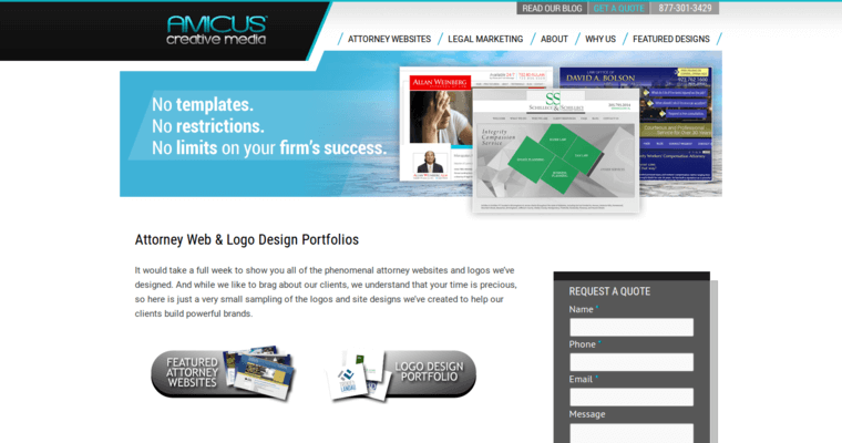 Folio page of #9 Leading Law Firm SEO Firm: Amicus Creative Media