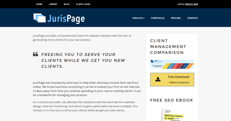 Service page of #10 Leading Law Firm SEO Company: JurisPage