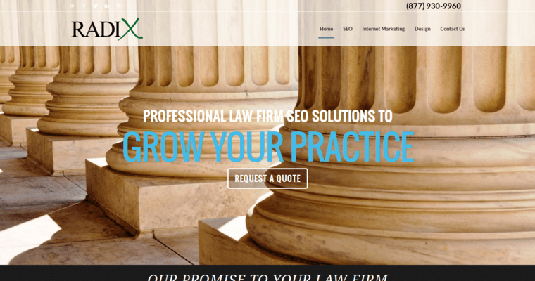 Home page of #5 Best Law Firm SEO Business: Radix Law Firm SEO