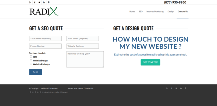 Contact page of #5 Best Law Firm SEO Company: Radix Law Firm SEO