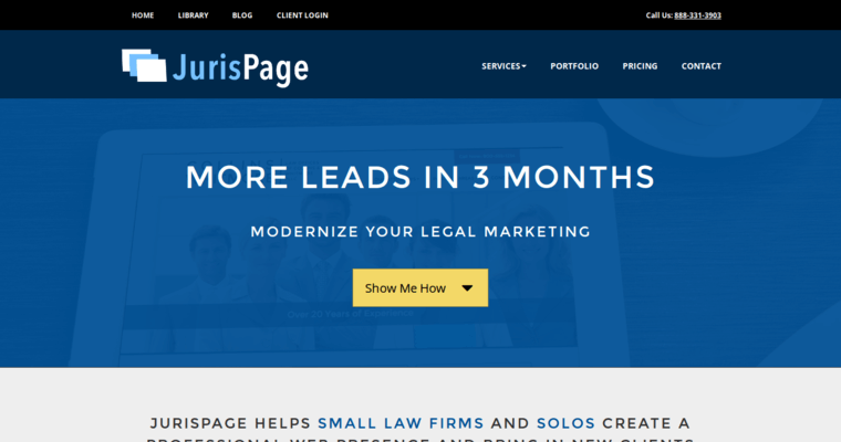 Home page of #10 Top Law Firm SEO Company: JurisPage