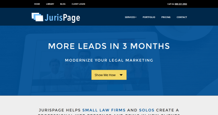 Home page of #10 Leading Law Firm SEO Business: JurisPage