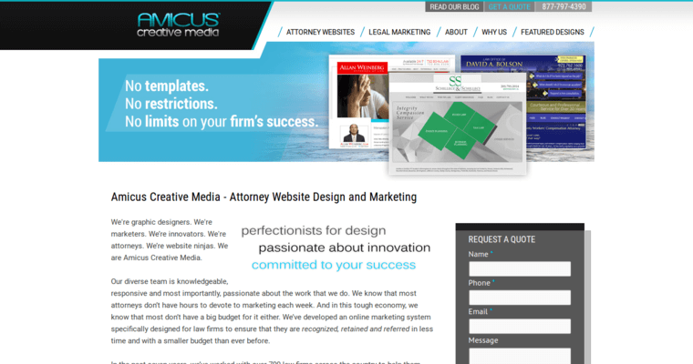 About page of #8 Best Law Firm SEO Business: Amicus Creative Media