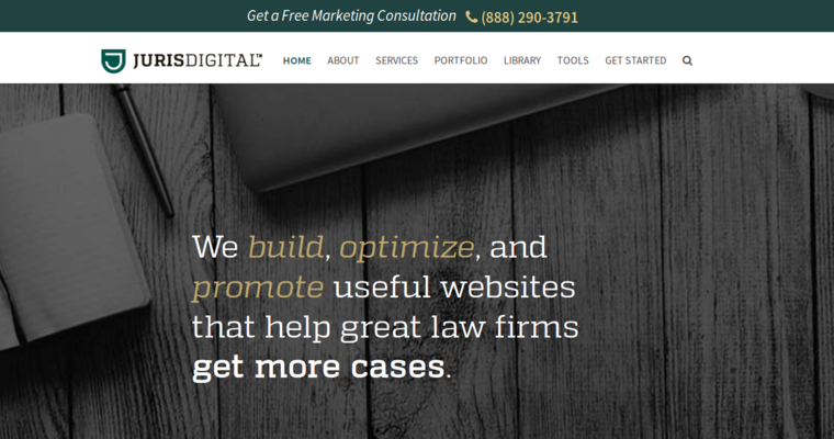 Home page of #6 Top Law Firm SEO Business: Juris Digital