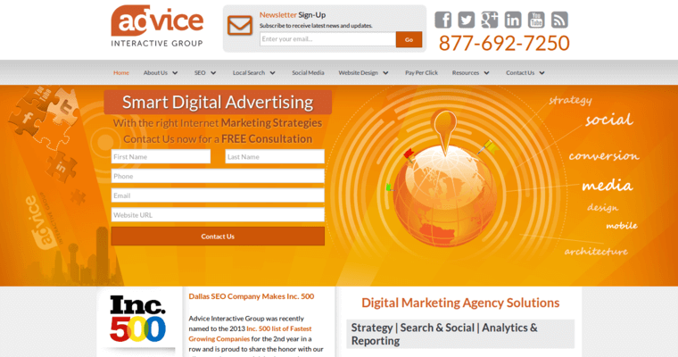 Home page of #7 Top Local Online Marketing Firm: Advice Interactive Group
