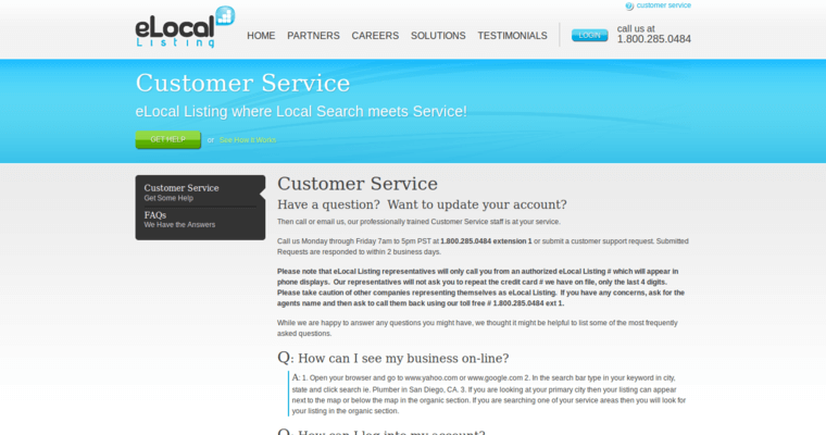 Service page of #4 Leading Local SEO Agency: eLocal Listing