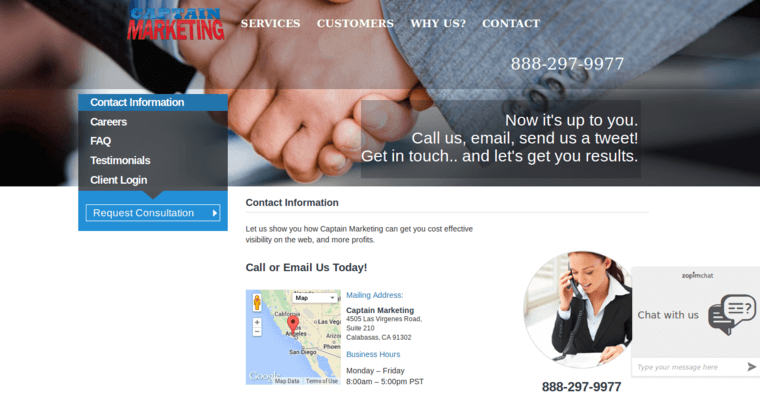 Contact page of #8 Leading Local Online Marketing Company: Captain Marketing