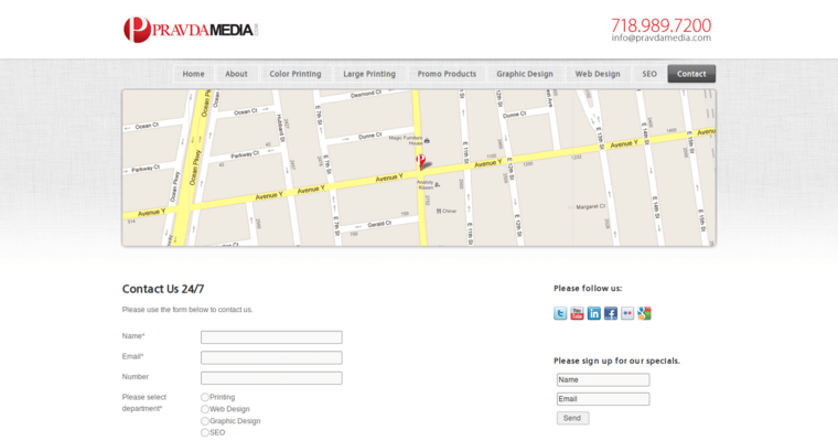 Contact page of #9 Leading Local SEO Business: Pravda Media