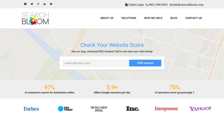 Home page of #10 Best Local SEO Agency: SearchBloom