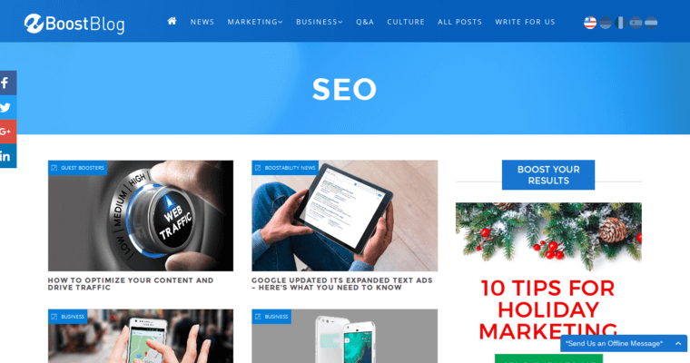 Seo page of #3 Leading Local Online Marketing Company: Boostability