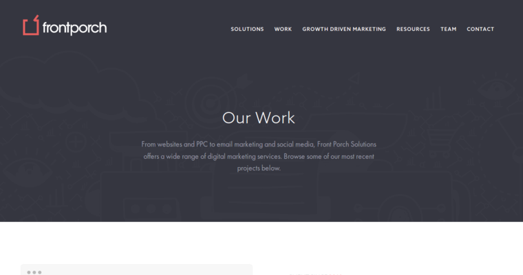 Work page of #6 Best Local Search Engine Optimization Firm: frontporch
