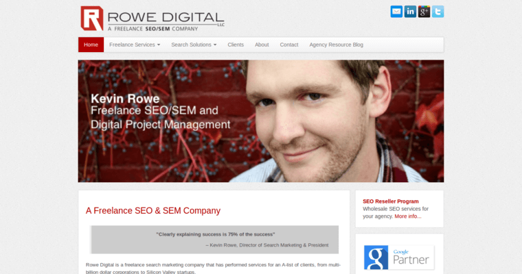 Home page of #9 Best Local Search Engine Optimization Agency: Rowe Digital