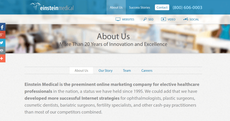 About page of #2 Leading Medical SEO Business: Einstein Medical