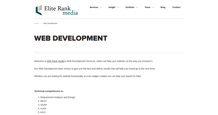 Development page of #5 Leading Medical SEO Firm: Elite Rank Media