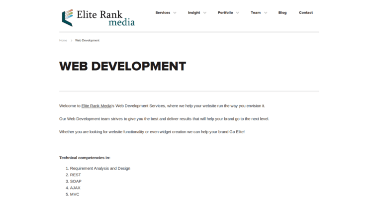 Development page of #5 Top Medical SEO Business: Elite Rank Media