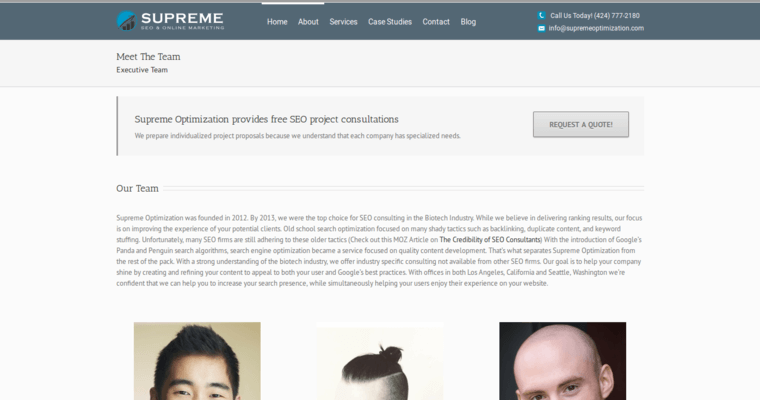 Team page of #6 Leading Medical SEO Firm: Supreme Optimization