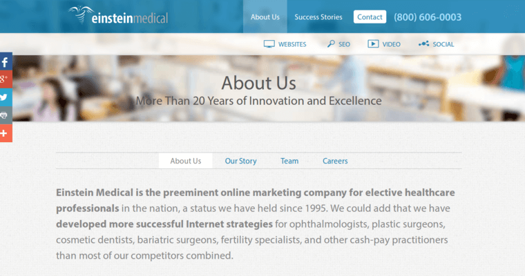 About page of #3 Best Medical SEO Firm: Einstein Medical