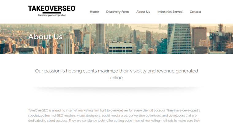 About page of #2 Best Memphis Search Engine Optimization Company: TakeOverSEO